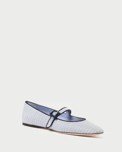 Clearance Loeffler Randall Ginger Blue Stripe Mary Jane Blue/Cream Stripe