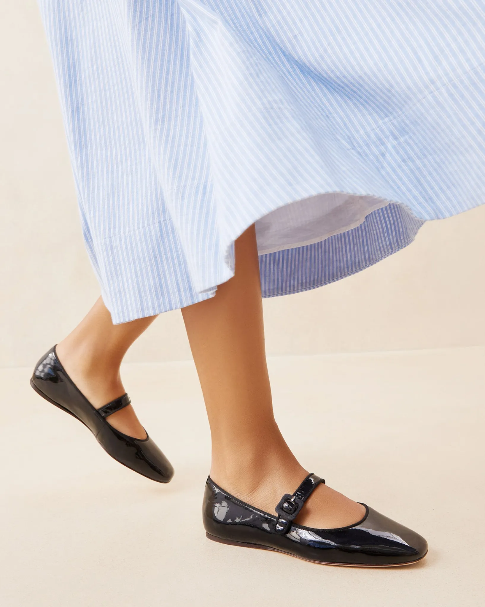 Clearance Loeffler Randall Ginger Blue Stripe Mary Jane Blue/Cream Stripe