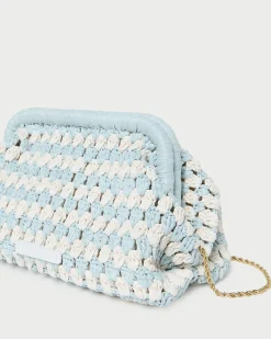 Sale Loeffler Randall Glenda Blue/Cream Crochet Clutch Cream/Blue