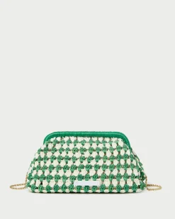 Sale Loeffler Randall Glenda Blue/Cream Crochet Clutch Cream/Blue