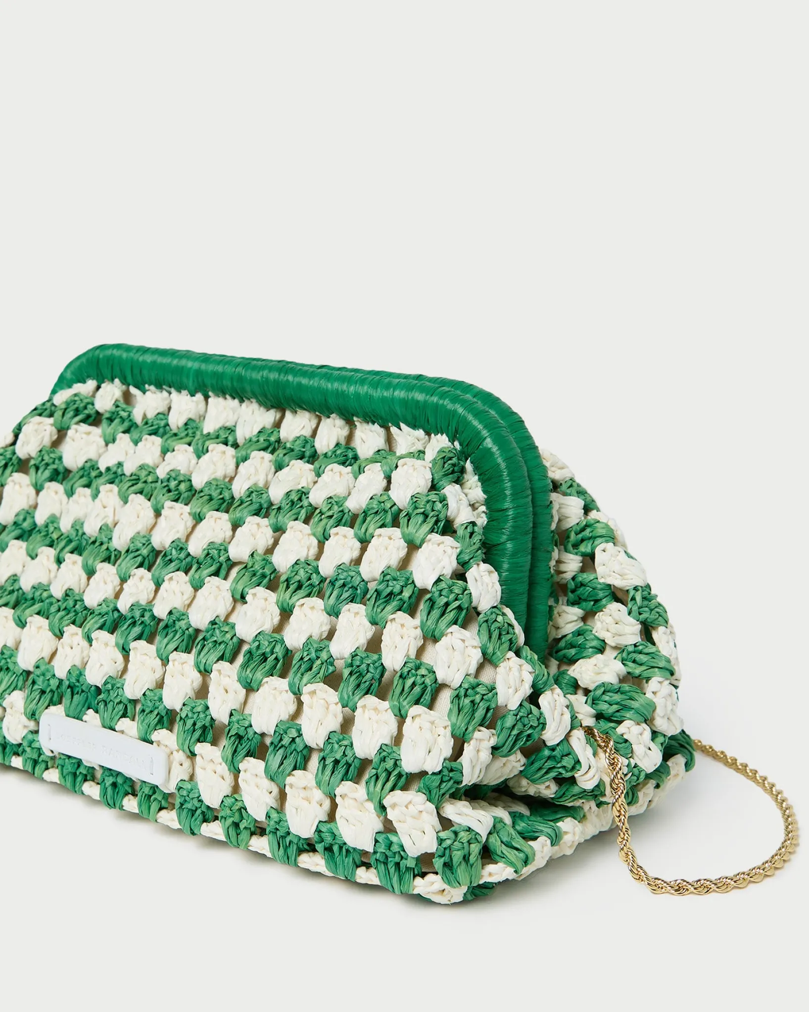Sale Loeffler Randall Glenda Blue/Cream Crochet Clutch Cream/Blue