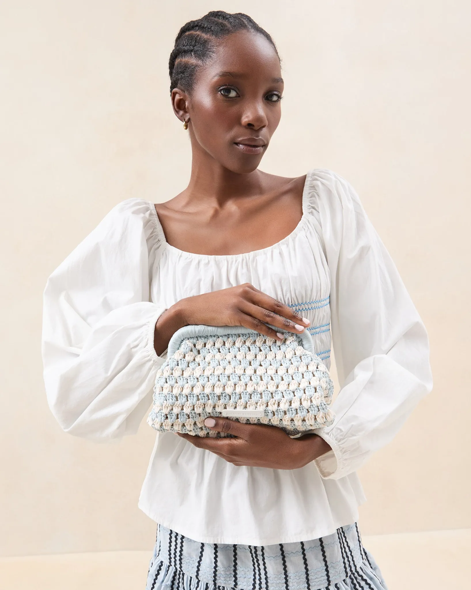 Best Loeffler Randall Glenda Crochet Clutch Green/Cream