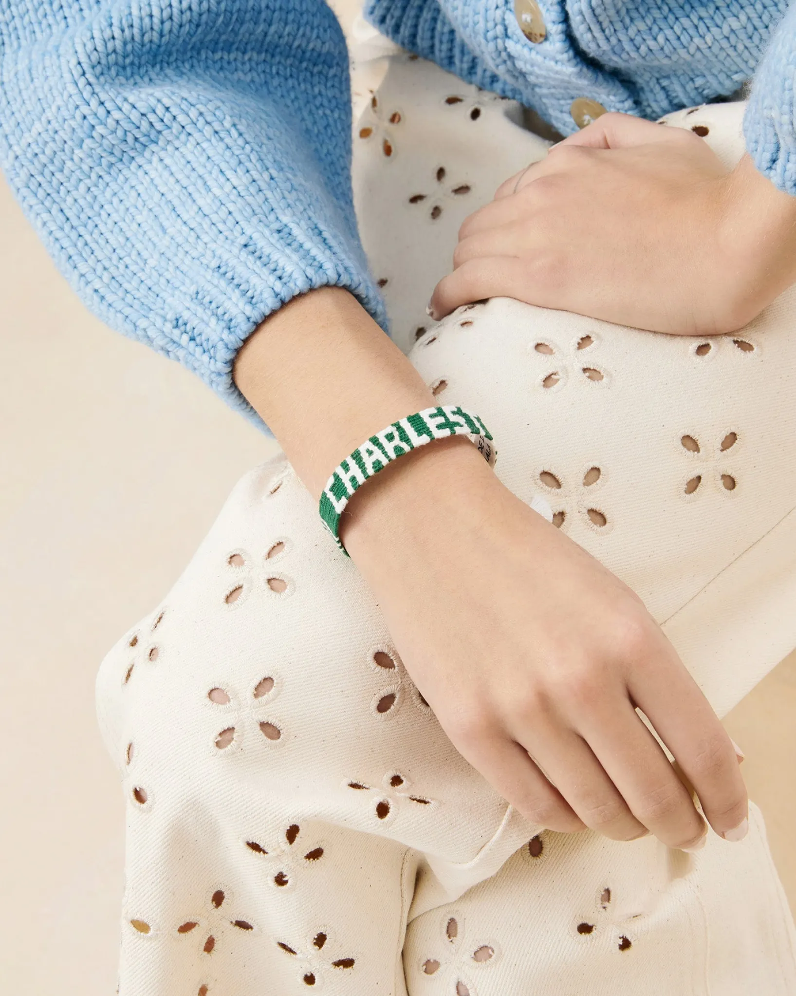 Loeffler Randall Green/White 'Charleston' Bracelet White/Green />