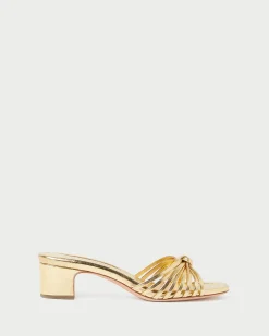 Loeffler Randall Hazel Leather Knot Mule Gold