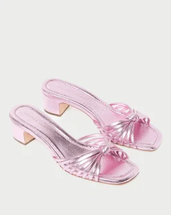 Loeffler Randall Hazel Leather Knot Mule Gold