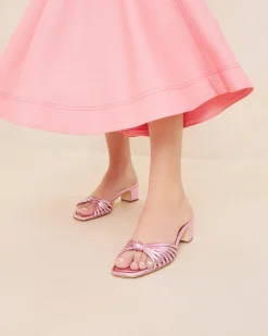 Loeffler Randall Hazel Leather Knot Mule Gold