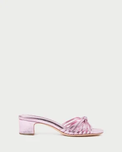 New Loeffler Randall Hazel Leather Knot Mule Pink
