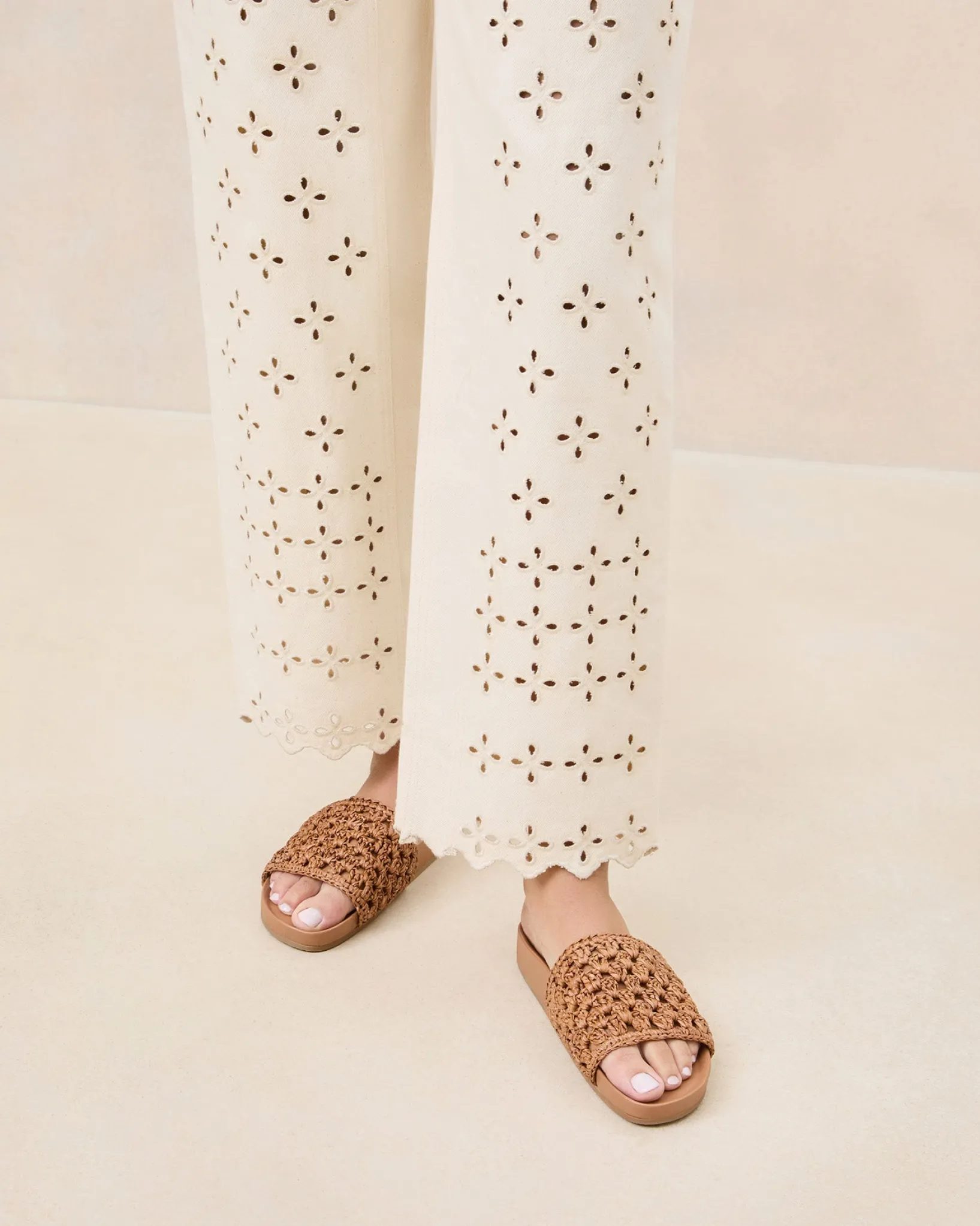 Clearance Loeffler Randall Henri Crochet Leather Sandal Brown