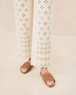 Sale Loeffler Randall Henri Crochet Leather Sandal Natural