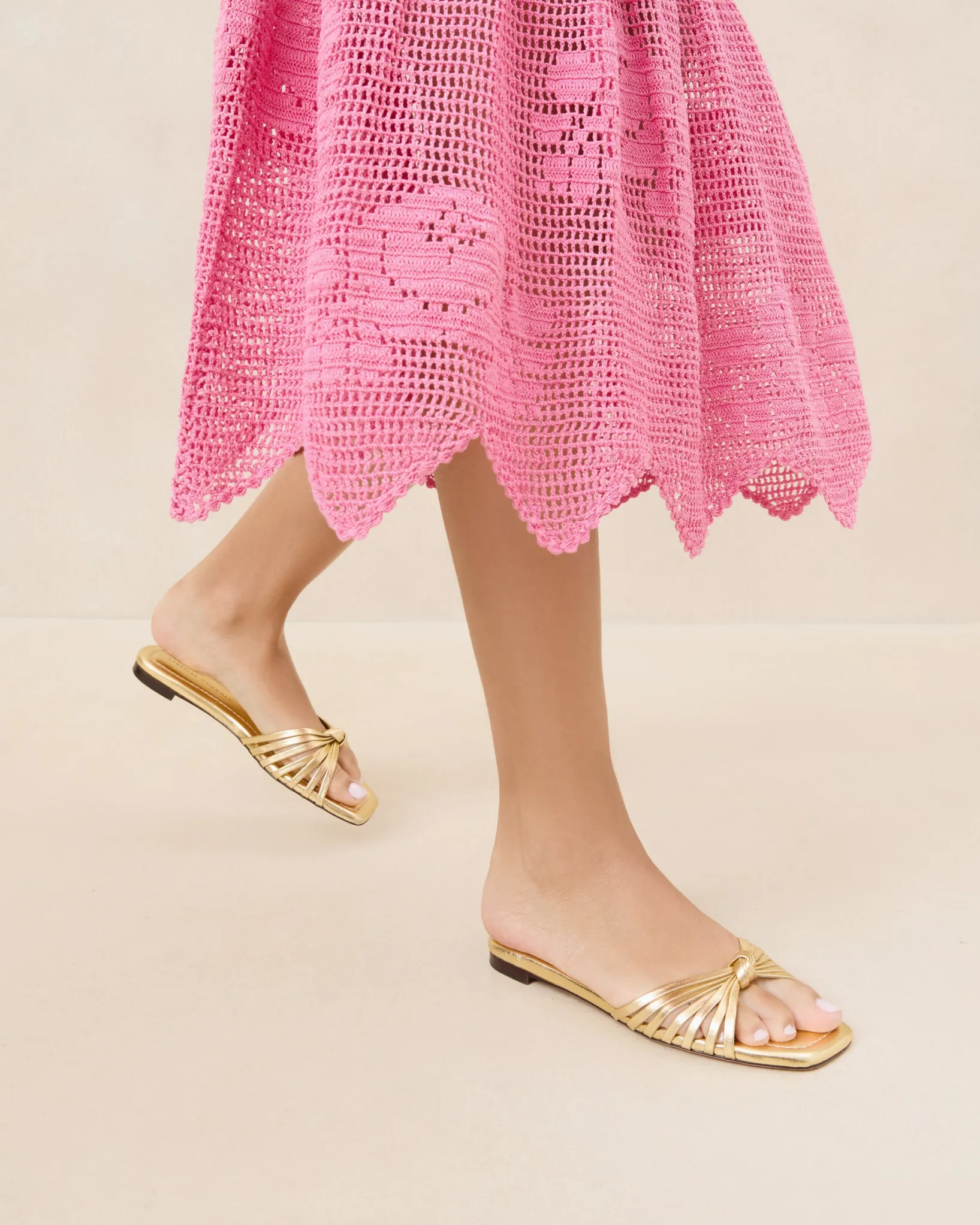 Sale Loeffler Randall Izzie Leather Knot Sandal Gold