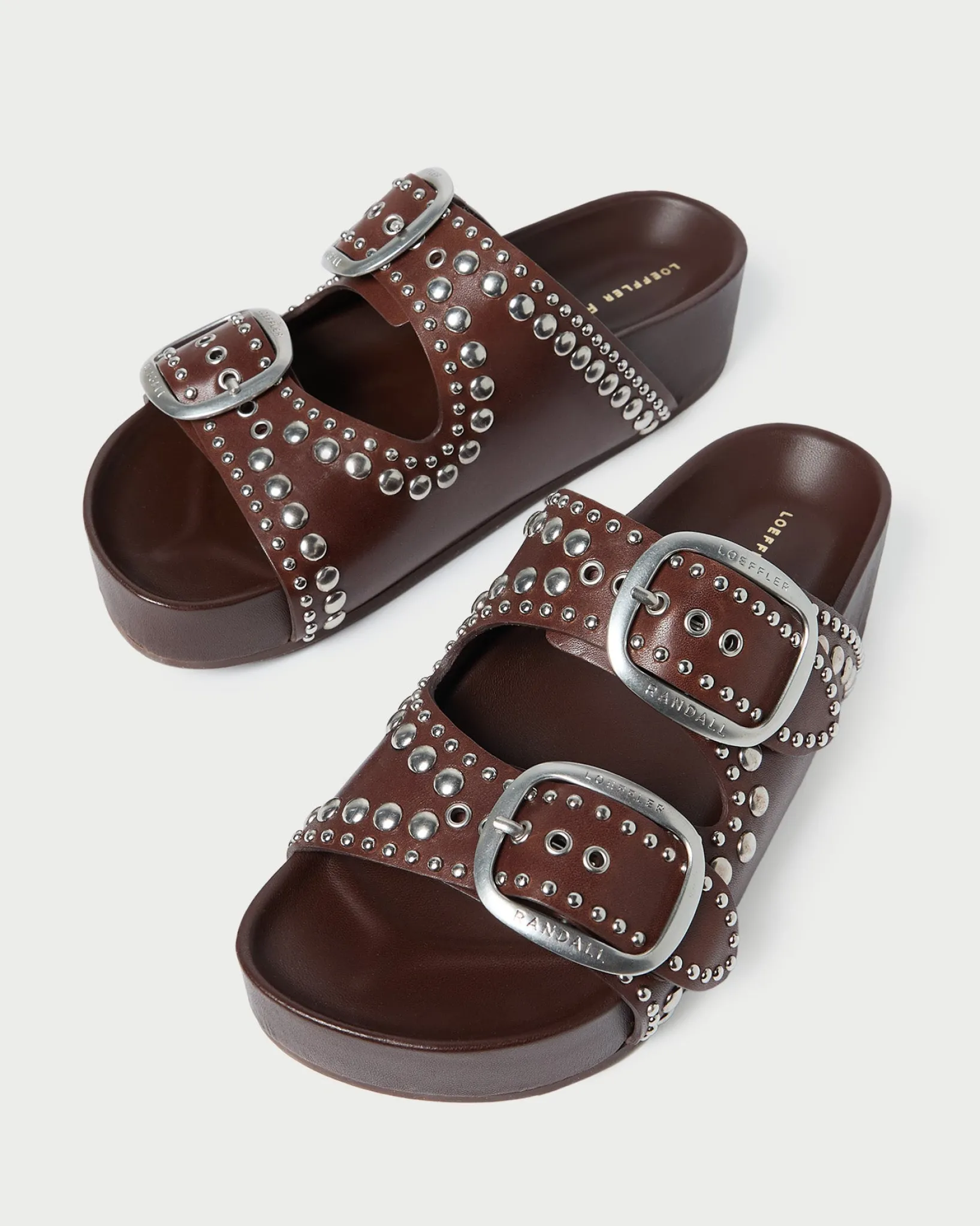 Online Loeffler Randall Jack Espresso Leather Studded Sandal Espresso/Silver