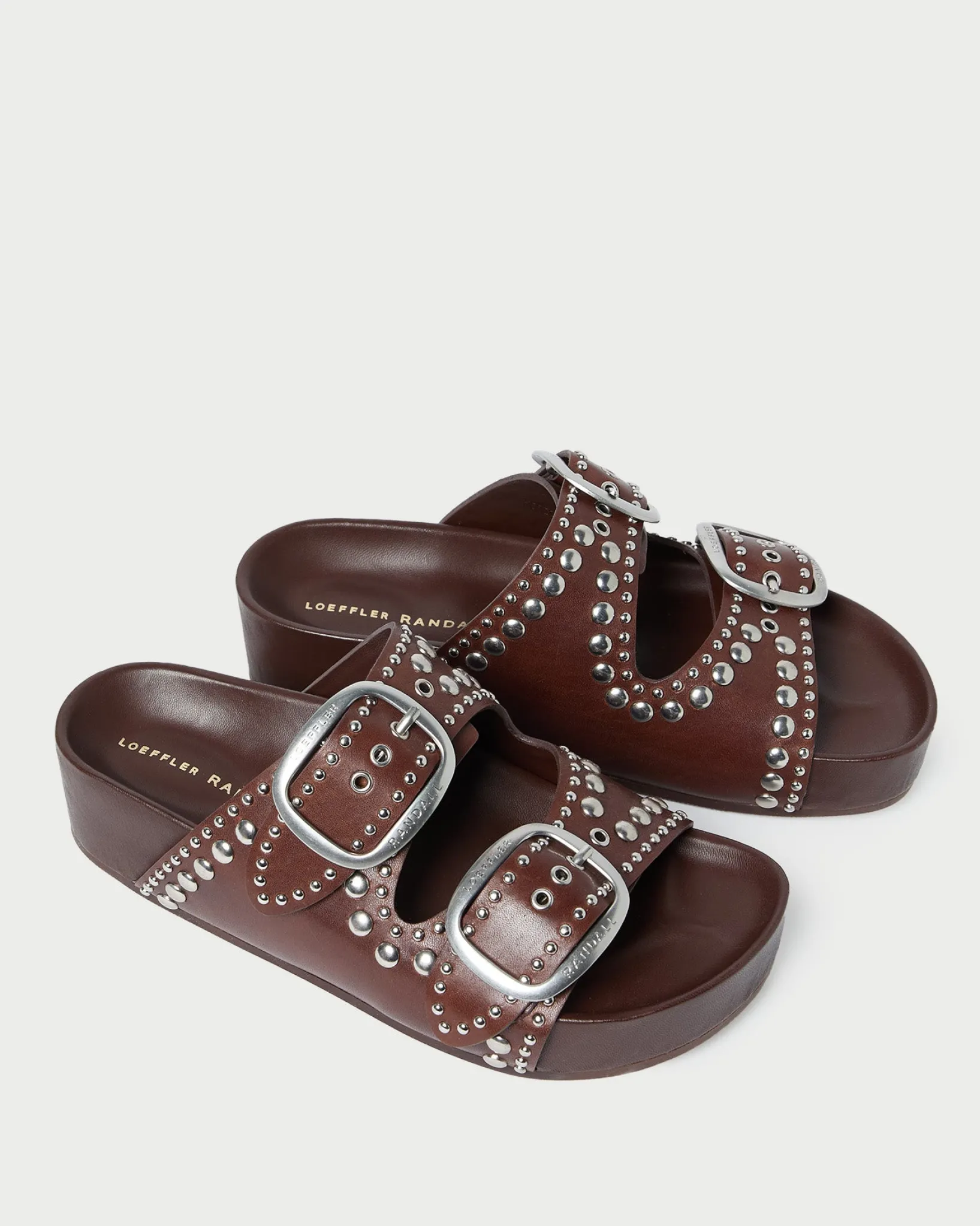 Online Loeffler Randall Jack Espresso Leather Studded Sandal Espresso/Silver