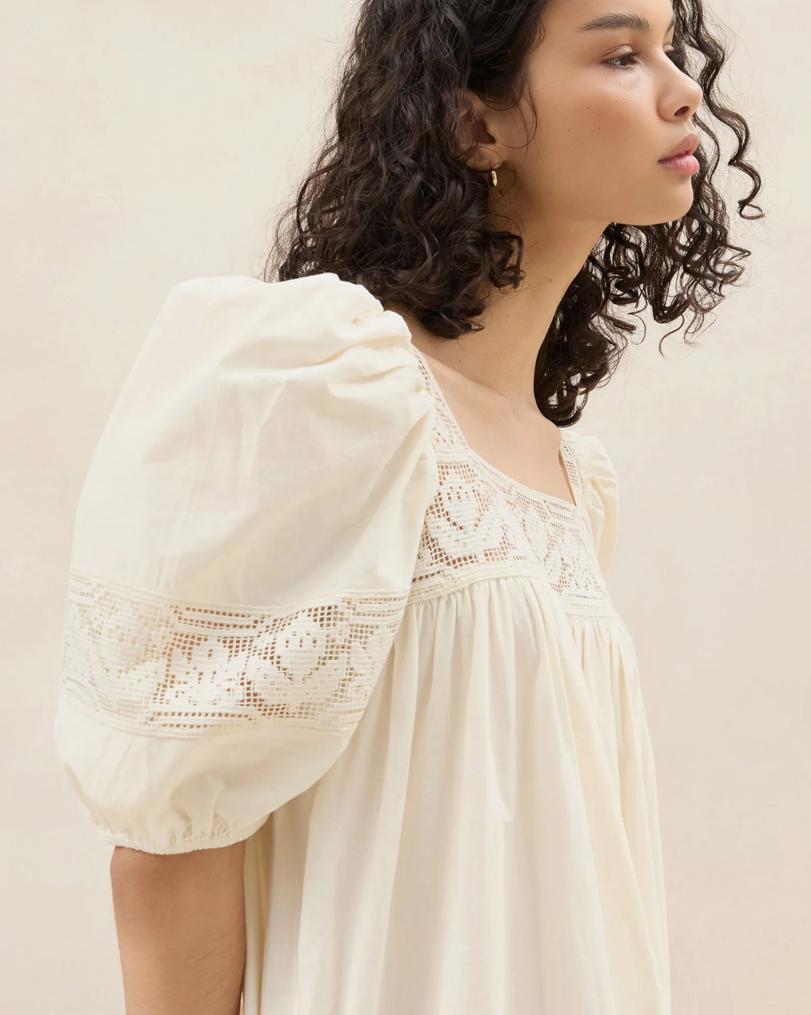 Discount Loeffler Randall Jo Cream Puff-Sleeve Dress Cream />
