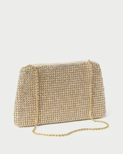 Loeffler Randall Jolene Gold Diamanté Bow Clutch Gold /><noscript><img width=