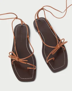 Online Loeffler Randall Jude Leather Flat Sandal Timber