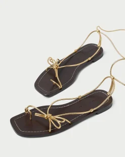 Online Loeffler Randall Jude Leather Flat Sandal Timber