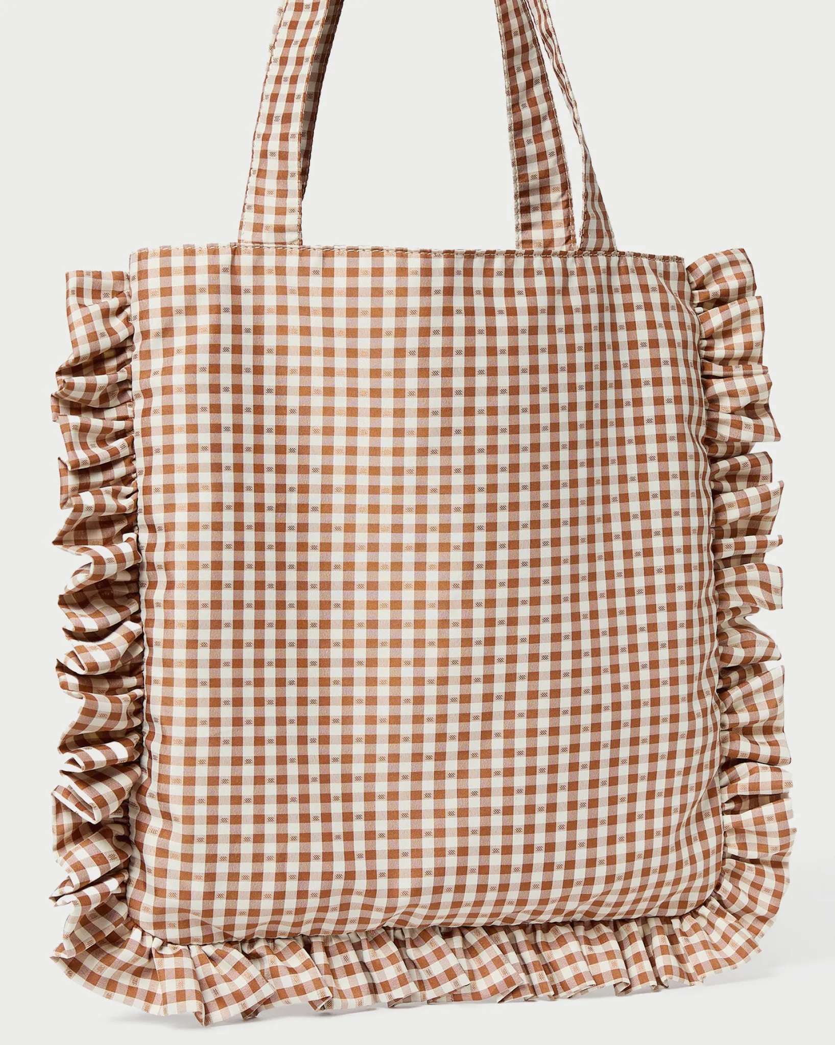 Hot Loeffler Randall Justine Ruffle Tote Brown Gingham