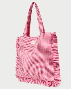 Hot Loeffler Randall Justine Ruffle Tote Brown Gingham