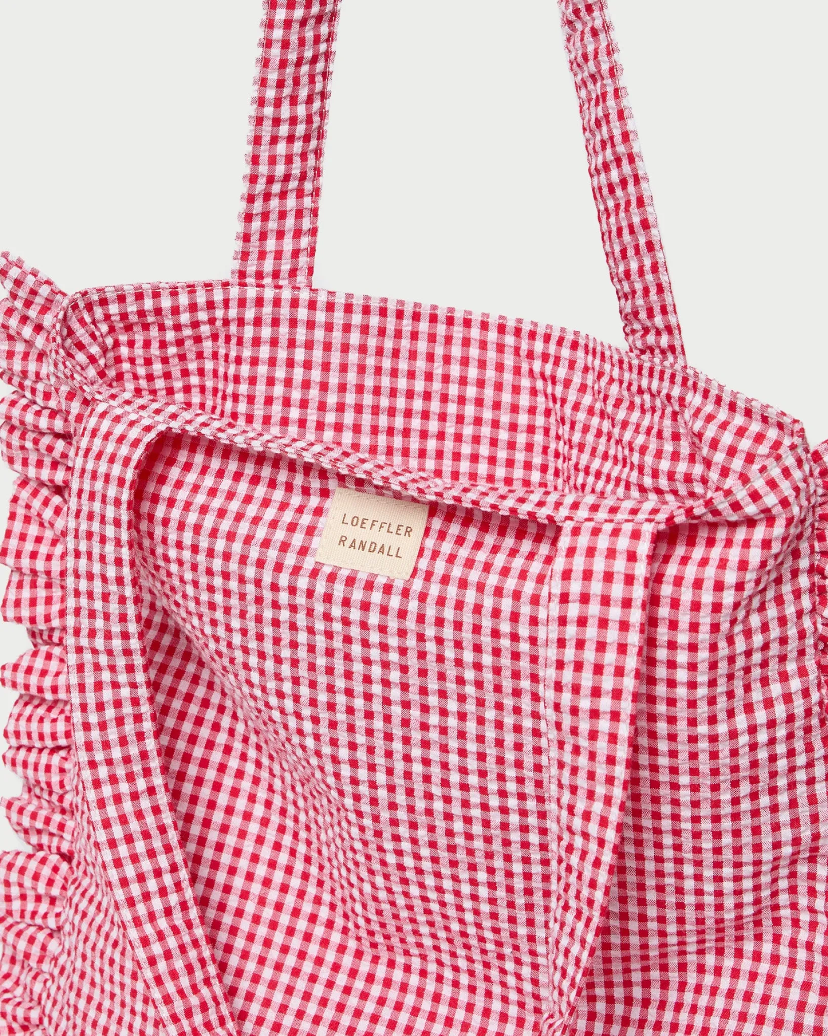 Hot Loeffler Randall Justine Ruffle Tote Brown Gingham
