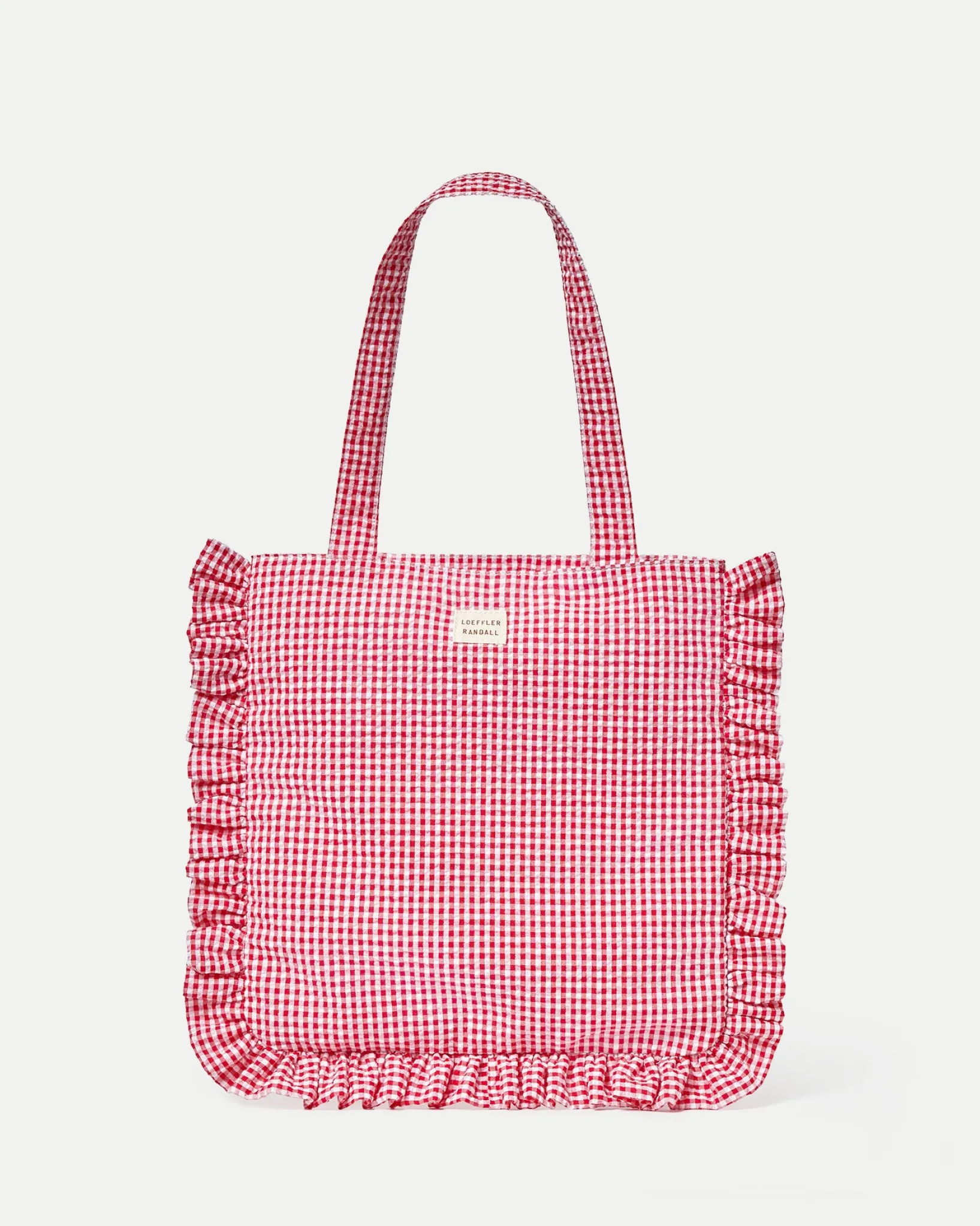 Loeffler Randall Justine Ruffle Tote Red Gingham