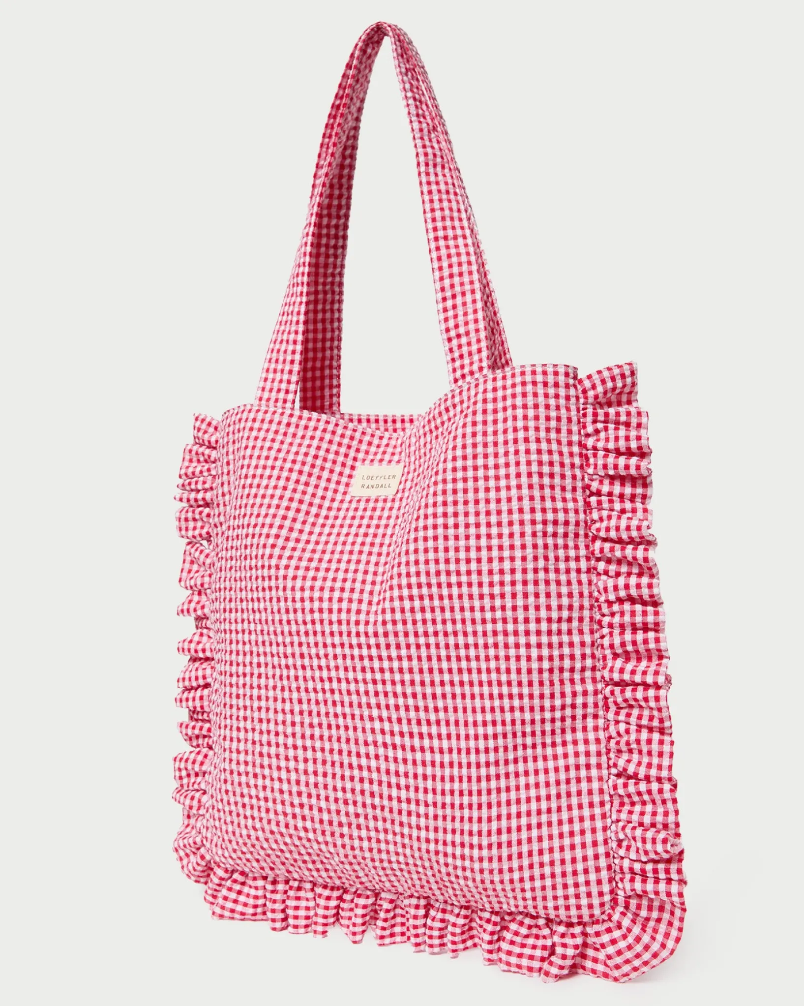 Loeffler Randall Justine Ruffle Tote Red Gingham