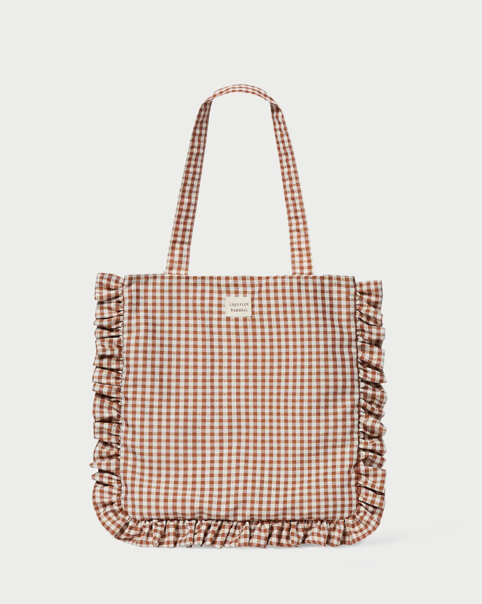 Loeffler Randall Justine Ruffle Tote Red Gingham