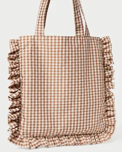 Loeffler Randall Justine Ruffle Tote Red Gingham