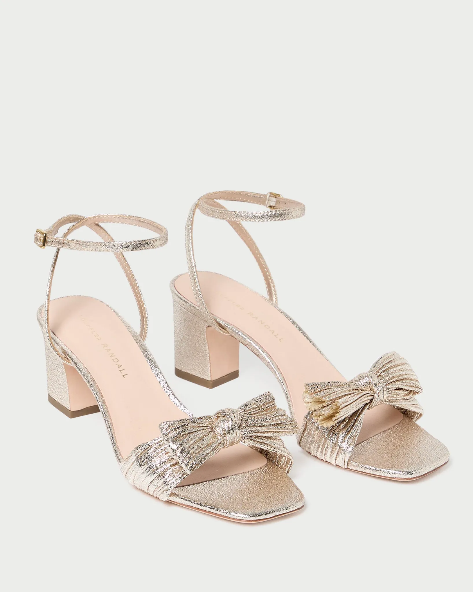 Sale Loeffler Randall Kimora Pleated Bow Heel Champagne