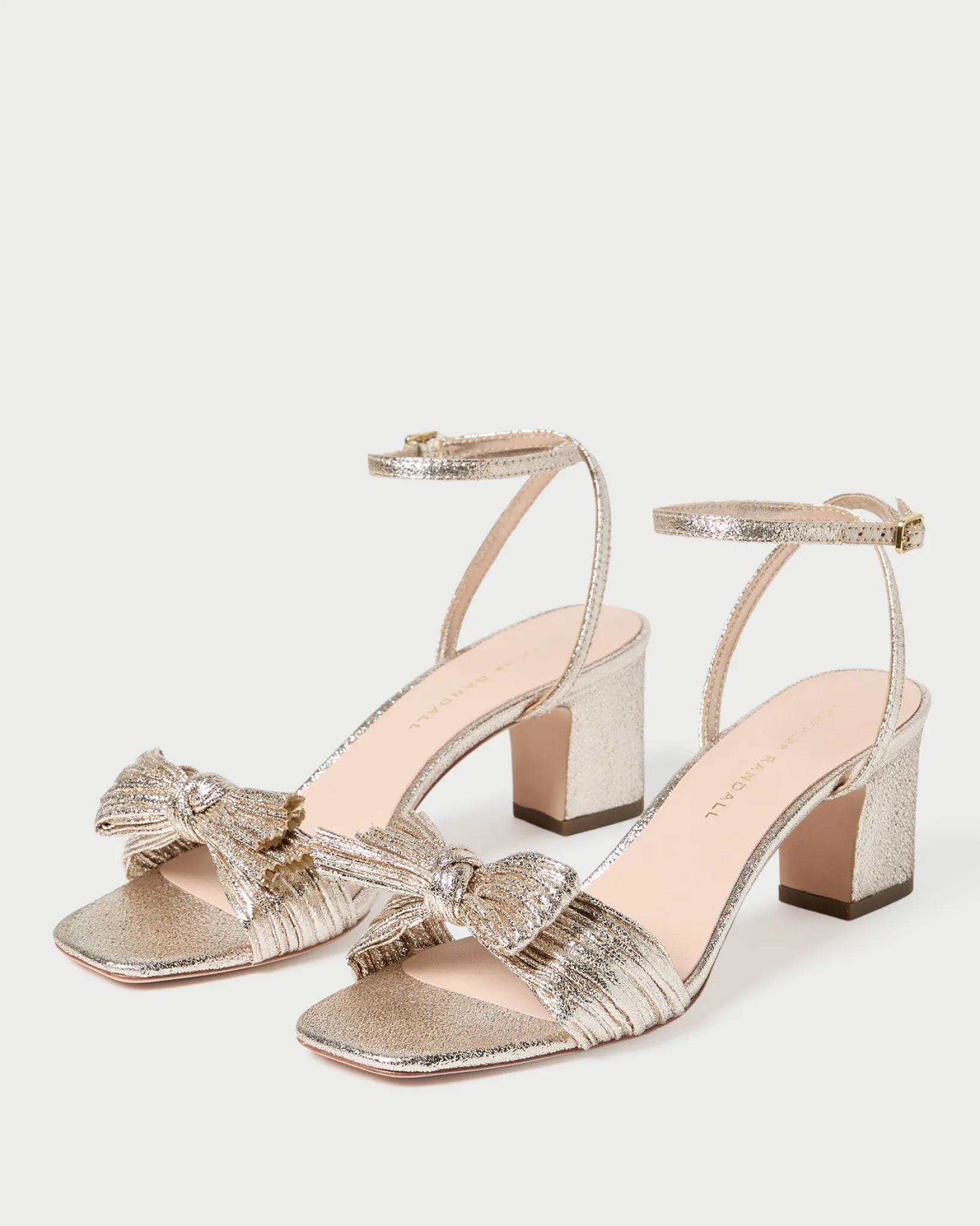Sale Loeffler Randall Kimora Pleated Bow Heel Champagne