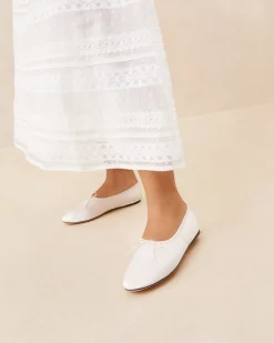 Clearance Loeffler Randall Landon Satin Ballet Flat Cream