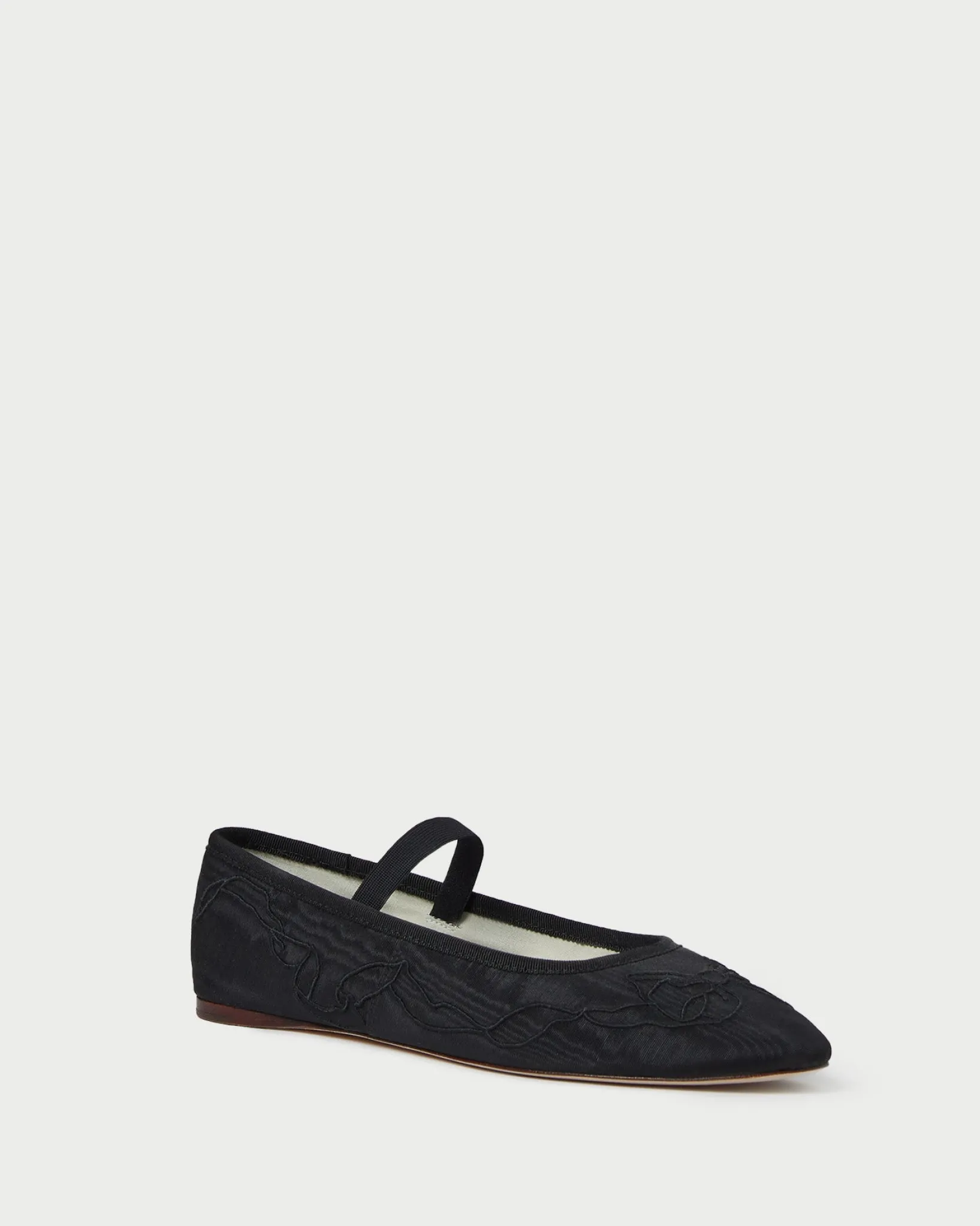 New Loeffler Randall Leonie Black Embroidered Bow Flat Black/Black />