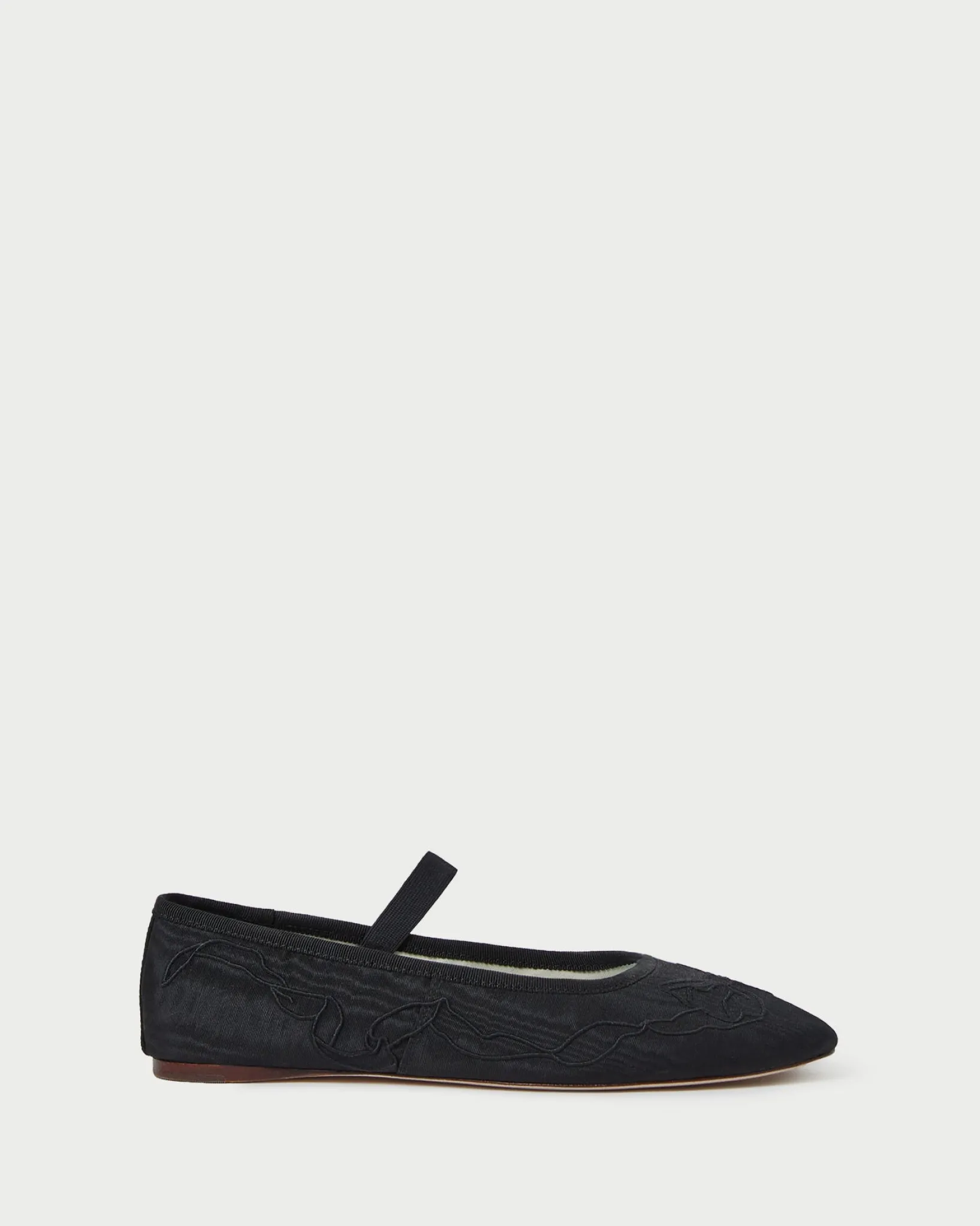 New Loeffler Randall Leonie Black Embroidered Bow Flat Black/Black />