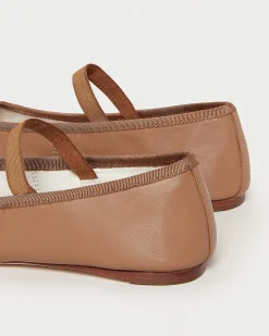 Discount Loeffler Randall Leonie Chocolate Leather Flat Ballet