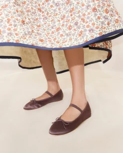 Loeffler Randall Leonie Ballet Flat Chocolate Satin