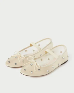 Online Loeffler Randall Leonie Ballet Flat Cream/Crystal