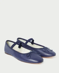 New Loeffler Randall Leonie Navy Leather Ballet Flat Navy /><noscript><img width=