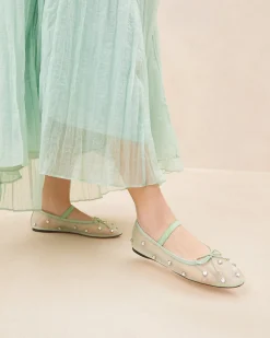 Clearance Loeffler Randall Leonie /Crystal Ballet Flat Seafoam