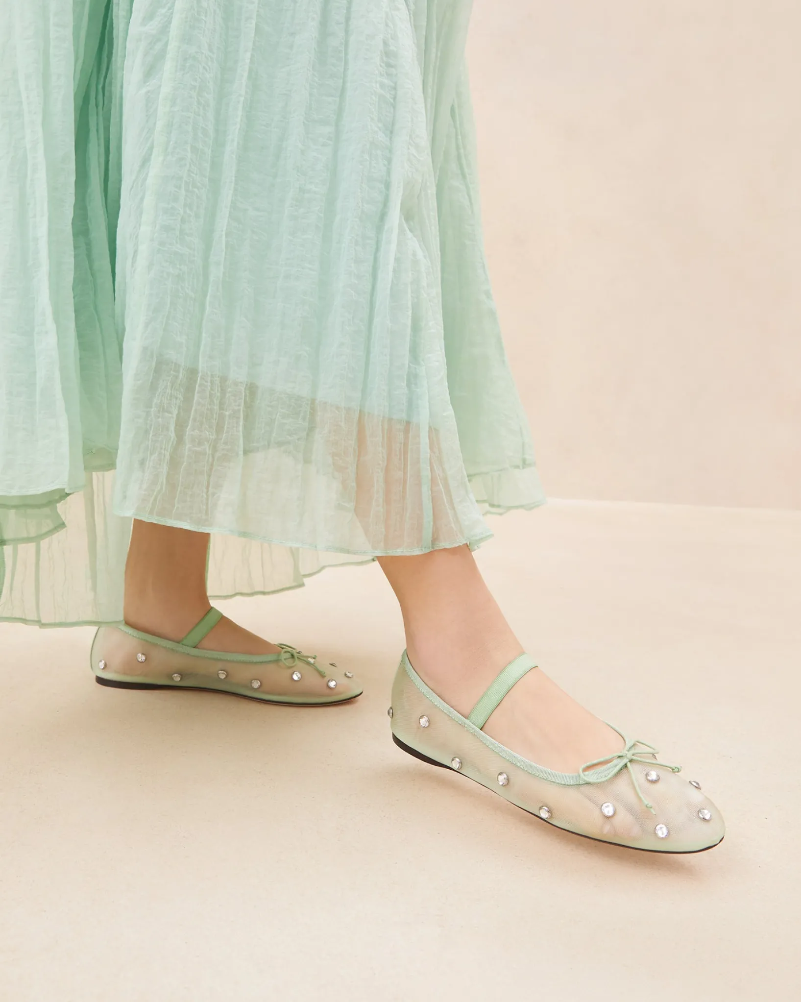 Clearance Loeffler Randall Leonie /Crystal Ballet Flat Seafoam