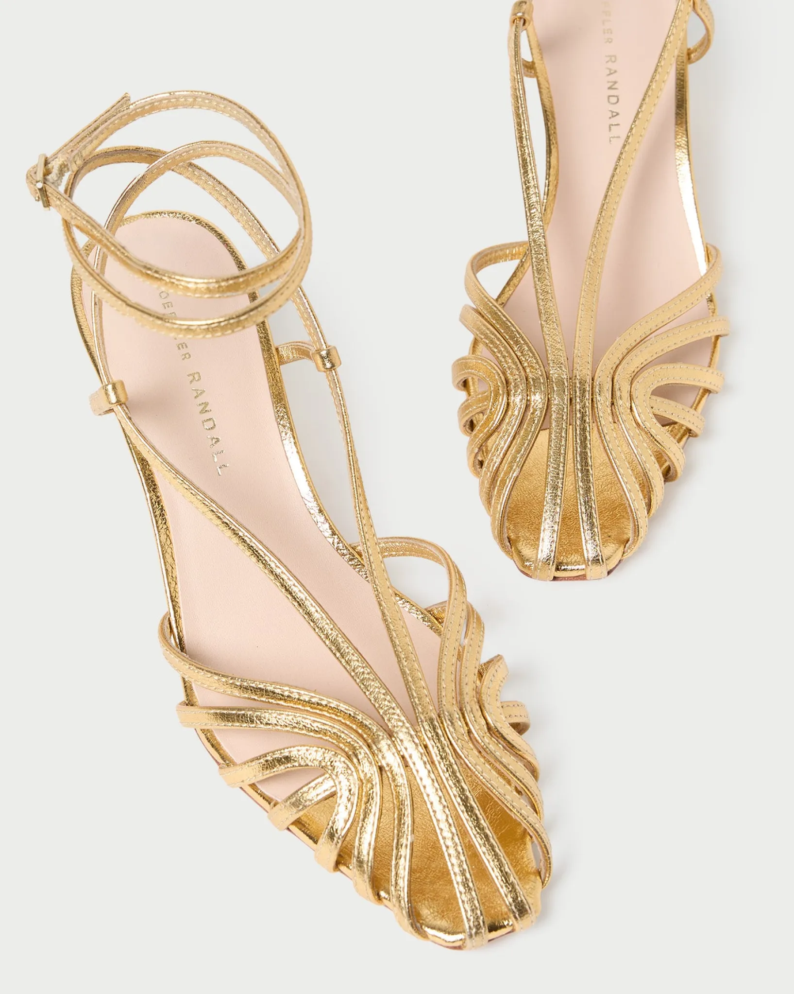 Clearance Loeffler Randall Livvy Leather Heeled Sandal Gold