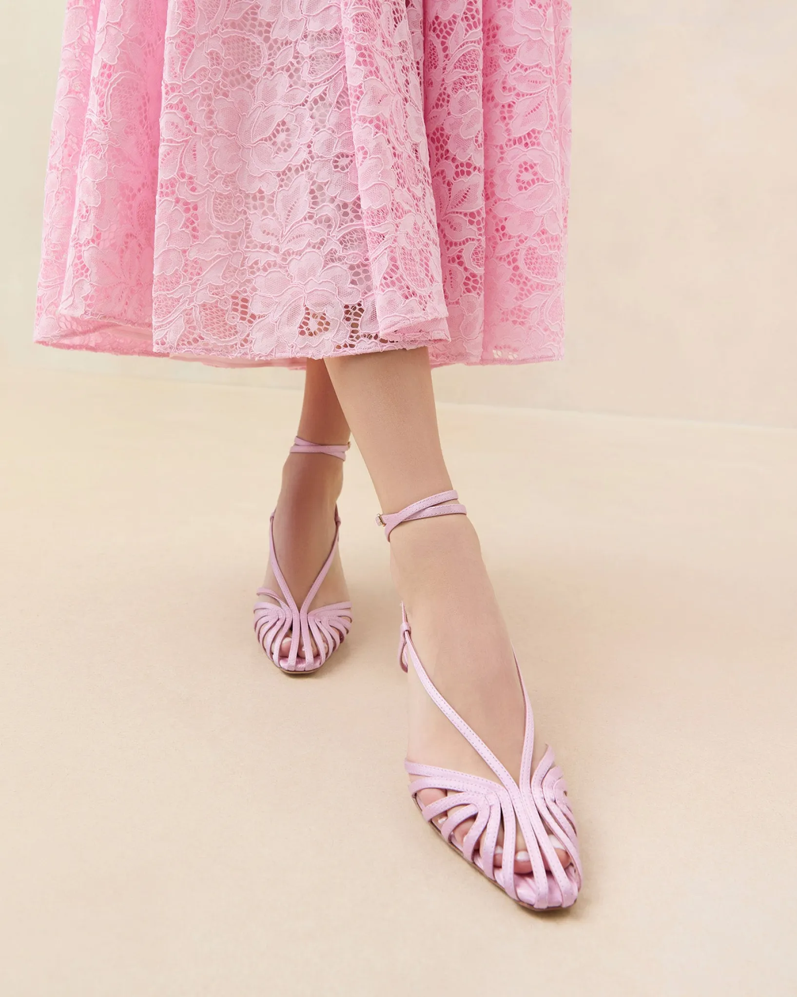 Discount Loeffler Randall Livvy Pink Moiré Heeled Sandal Powder Pink