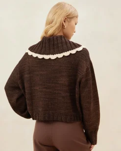 Sale Loeffler Randall Lo Brown/Cream Collared Cardigan Brown/Cream />