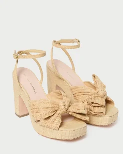 New Loeffler Randall Lucia Natural Pleated Bow Platform Natural /><noscript><img width=