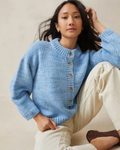 Sale Loeffler Randall Maddie Blue Mock Neck Cardigan Light Blue
