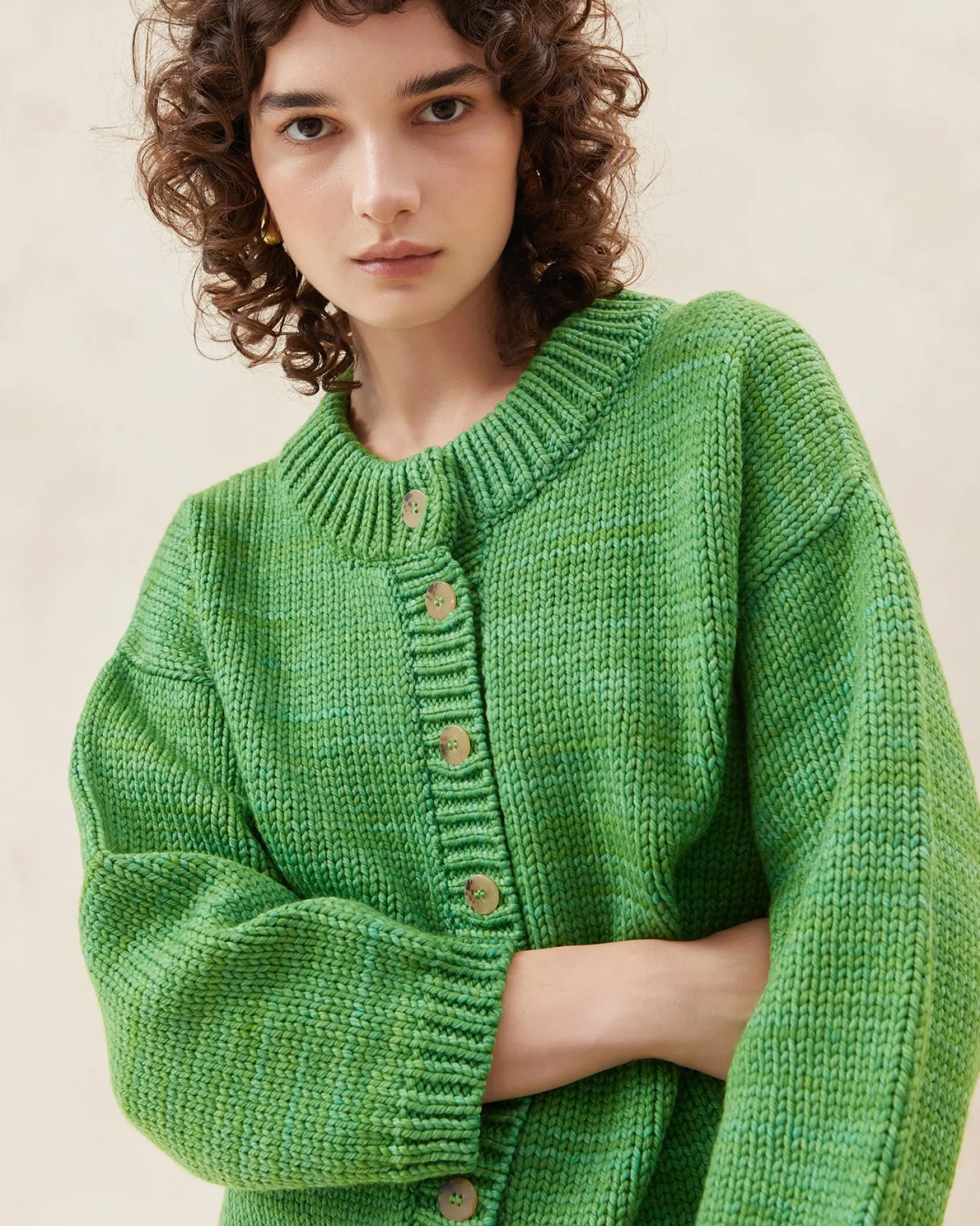 Sale Loeffler Randall Maddie Sapphire Mock Neck Cardigan Sapphire Green