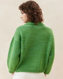 Sale Loeffler Randall Maddie Sapphire Mock Neck Cardigan Sapphire Green