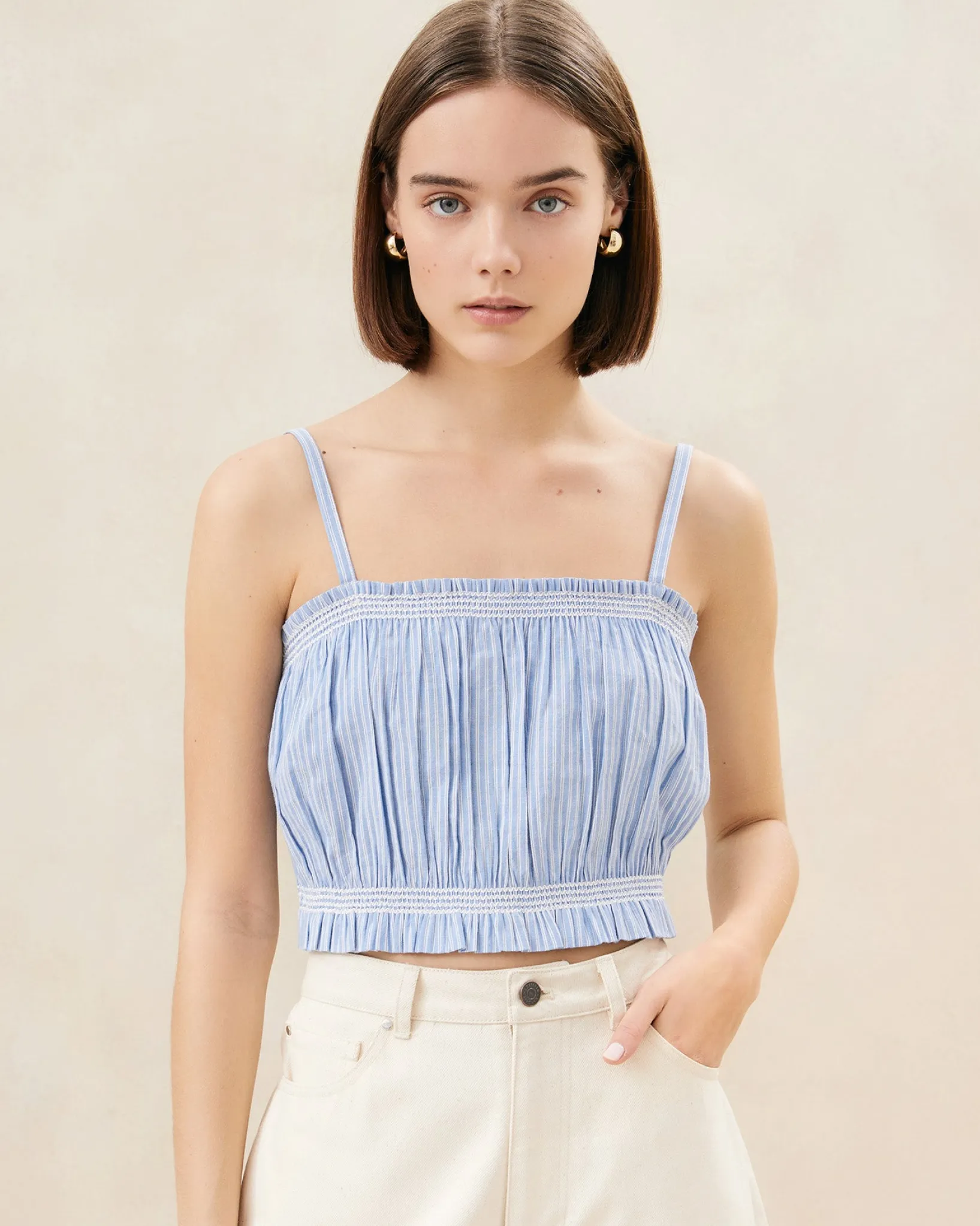 Best Loeffler Randall Maggie Blue/Cream Cinched Camisole Blue/Cream Stripe