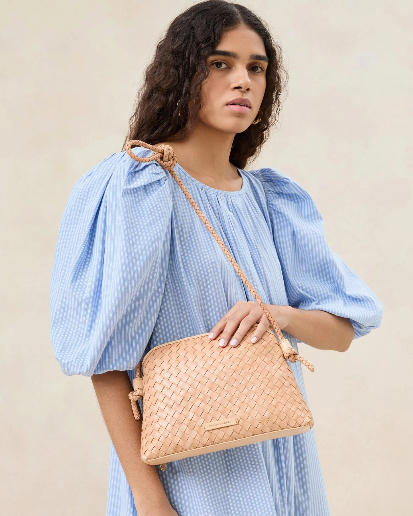 Hot Loeffler Randall Mallory Woven Crossbody Desert Sand