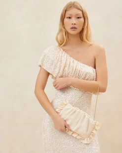 Online Loeffler Randall Mavis Raffia Ruffle Clutch Natural