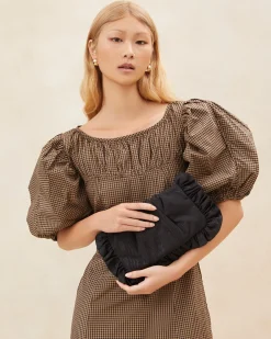 Discount Loeffler Randall Mavis Moiré Ruffle Clutch Vanilla