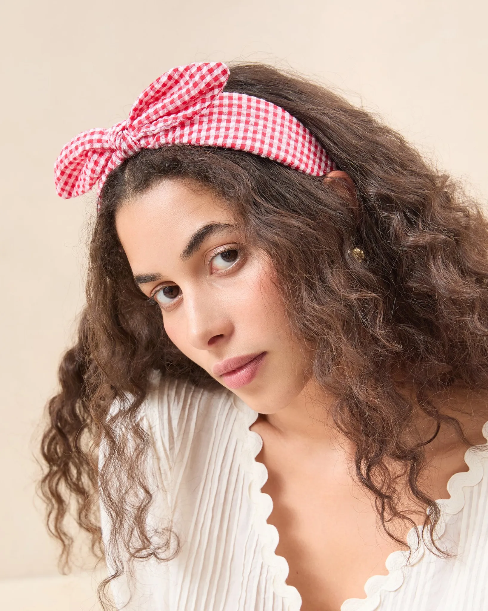 Clearance Loeffler Randall Meadow Red Gingham Knot Headband Red Gingham />